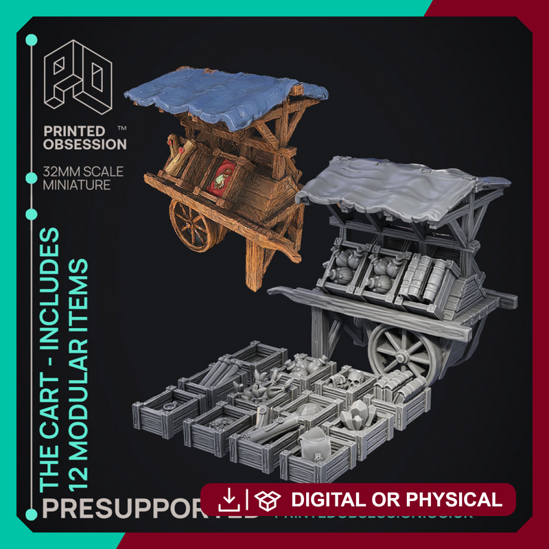 Cart - Modular Enviroment Model -  PRESUPPORTED - Illustrated and Stats - 32mm scale