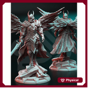 Human Winged Paladin Cleric with Sword | Miniature | 28mm, 32mm, 54mm,75mm, 100mm Scales | Pathfinder Figure | DnD | Figurine unpainted | - Only-Games