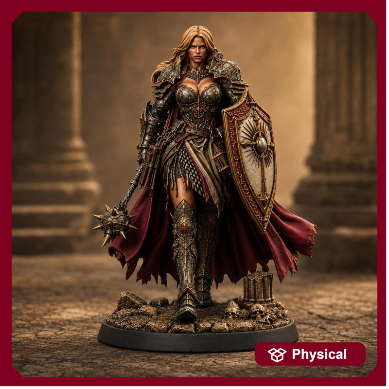 Female Cleric STL, Soleira Battle Priestess, PaintedOrNot Original Digital Mini for DnD 5E - Only-Games