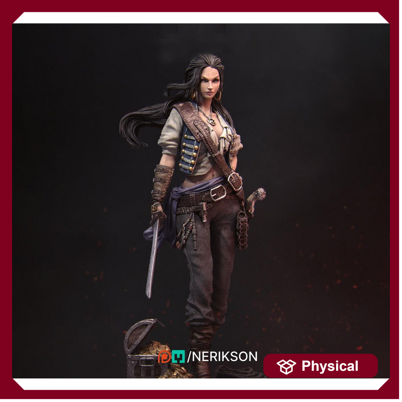 Female Rogue Swashbuckler Pirate PC / NPC Unpainted Miniature | 28mm,32mm,54mm,75mm, 100mm Scales | Dungeons & Dragons Pathfinder | NERIKSON - Only-Games