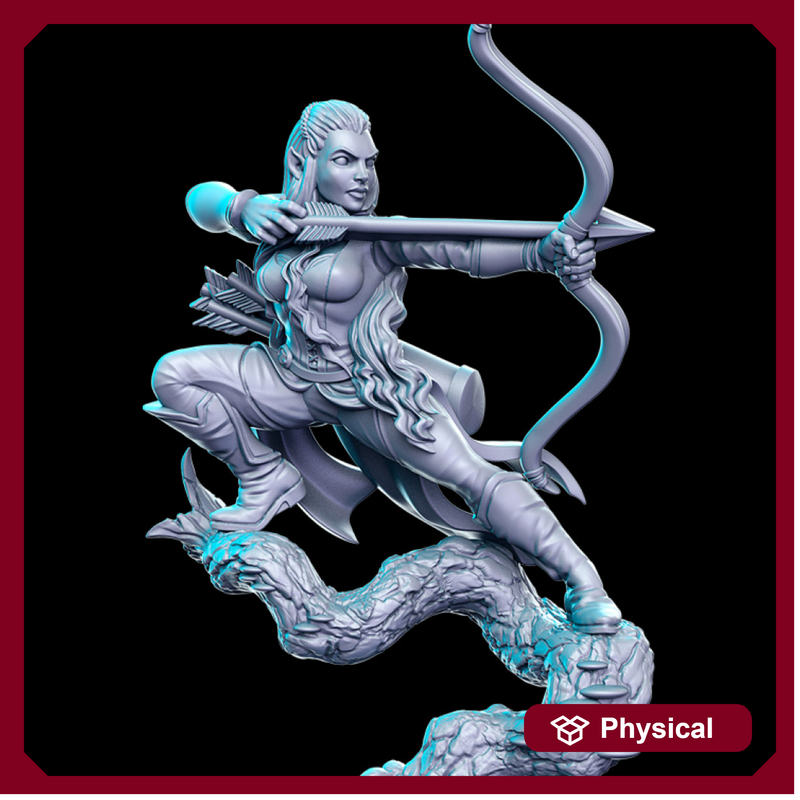 Aurielle with bow (Female Elven Archer) - 32mm - DnD