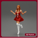 santa girl in Dress and hat Standing on One Leg