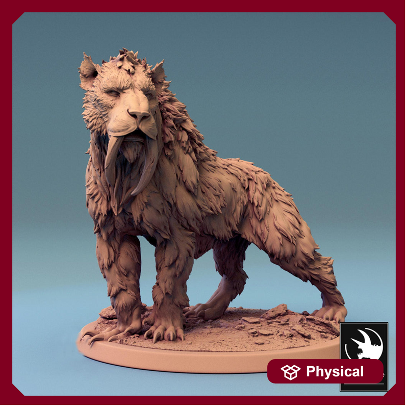 Sabertooth Tiger Unpainted Miniatures | D&D| 5 Sizes /Scale | Pathfinder | Rescale miniatures - Only-Games