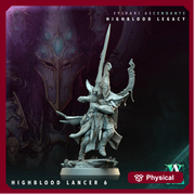 Sci-Fi Miniature Space Elf, Highblood Lancer  | 28mm,32mm, 54mm, 75mm,100mm Scales | Resin Mini | Archvillain Games - Only-Games