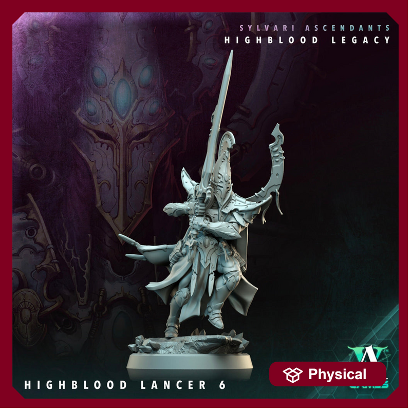 Sci-Fi Miniature Space Elf, Highblood Lancer  | 28mm,32mm, 54mm, 75mm,100mm Scales | Resin Mini | Archvillain Games - Only-Games