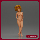 Naked woman posing confidently with voluminous hair