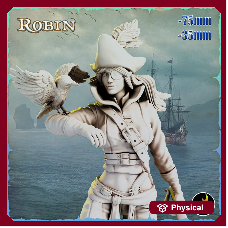 Robin Sexy Female Pinup Swashbuckler Fighter Pirate Gunslinger | 28mm, 32mm, 75mm Scale | Dungeons and Dragons 5e Miniatures | DnD Mini | - Only-Games