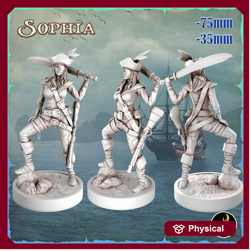 Sexy Female Pinup Swashbuckler Fighter Pirate Gunslinger | 28mm, 32mm, 75mm Scale | Dungeons and Dragons 5e Miniatures | DnD Mini | - Only-Games