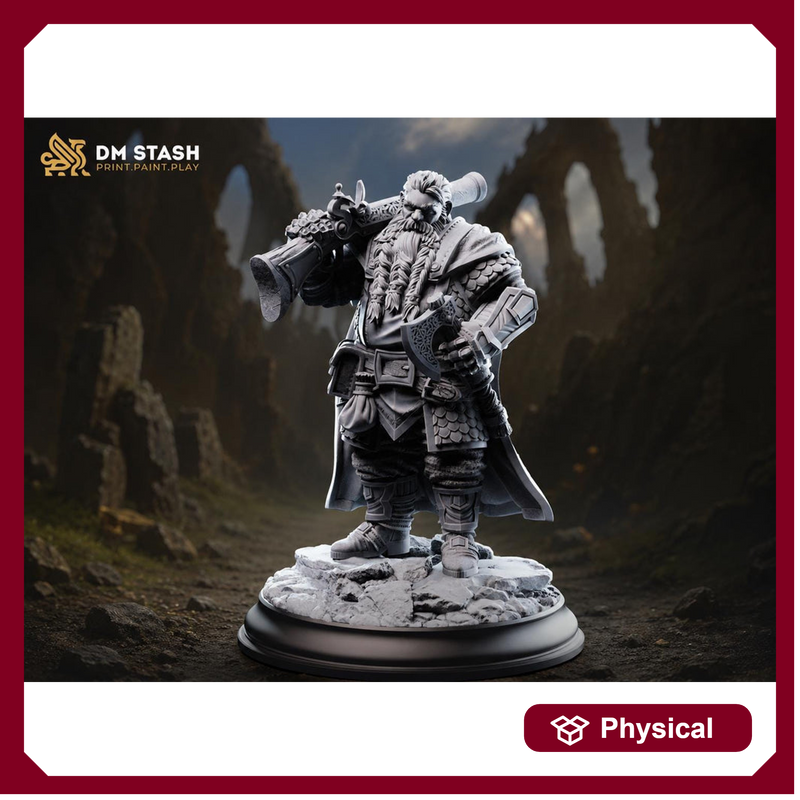 Dwarf Artillerist Miniature DnD Artificer Gunner | Dwarf Warrior UNPAINTED Resin - Only-Games