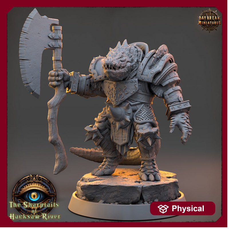 Crocodilian Fighter, Lizardfolk Lizardman mini | 28mm, 32mm, 75mm,100mm Scale Resin Miniature | Dungeons and Dragons Miniatures| Pathfinder - Only-Games