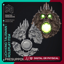 Lich King Talisman - Role Play Item -  PRESUPPORTED - Illustrated and Stats - 32mm scale