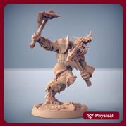 Dragonborn Paladin Fighter 2-weapon style Axes  | 28mm, 32mm, 54mm, 75mm Scale Resin Miniature | Dungeons and Dragons | Pathfinder | - Only-Games
