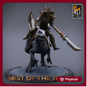 Amazon Fighter Ranger with Spear on Running Raptor |  Dungeons and Dragons 5e  | 28mm,32mm,75mm Scale | Pathfinder | Lord of The Print - Only-Games