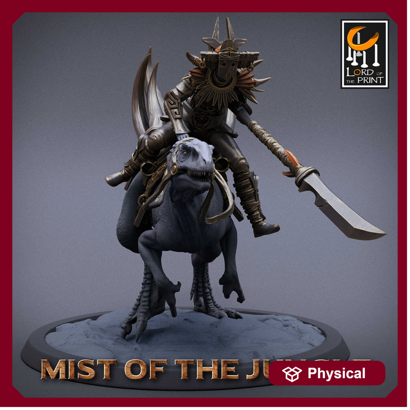 Amazon Fighter Ranger with Spear on Running Raptor |  Dungeons and Dragons 5e  | 28mm,32mm,75mm Scale | Pathfinder | Lord of The Print - Only-Games