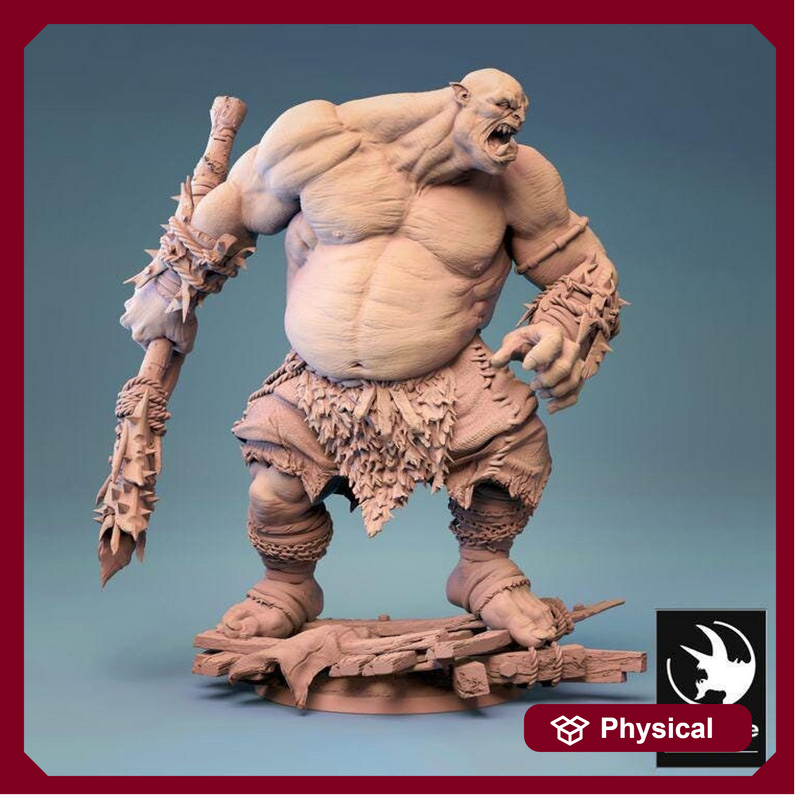Ogre Chieftain, Half-Orc | 28mm, 32mm,54mm,75mm,100mm Scales | Fantasy Tabletop Mini -D&D 5e Pathfinder Figurine | Rescale Miniatures - Only-Games