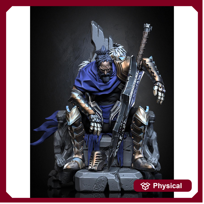 Broken Fighter King on throne D&D 5e Unpainted Miniature| 28mm,32mm,54mm,75mm,100mm Scales | Pathfinder Figure | RPG | Figurine unpainted | - Only-Games