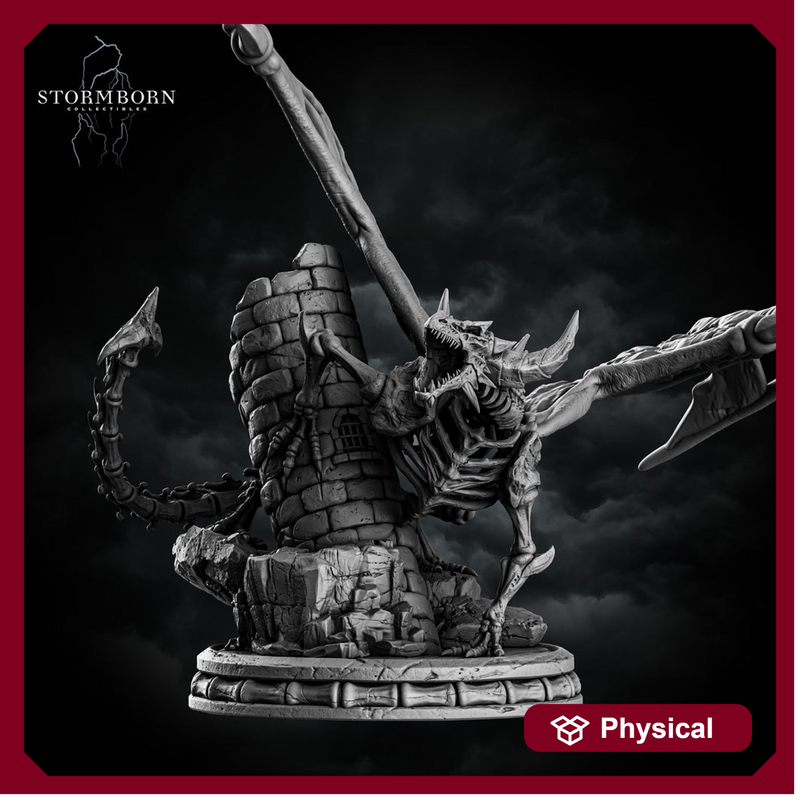 Skeletal Dragon Miniature | Undead Dragon Boss | Unpainted Monster - Only-Games