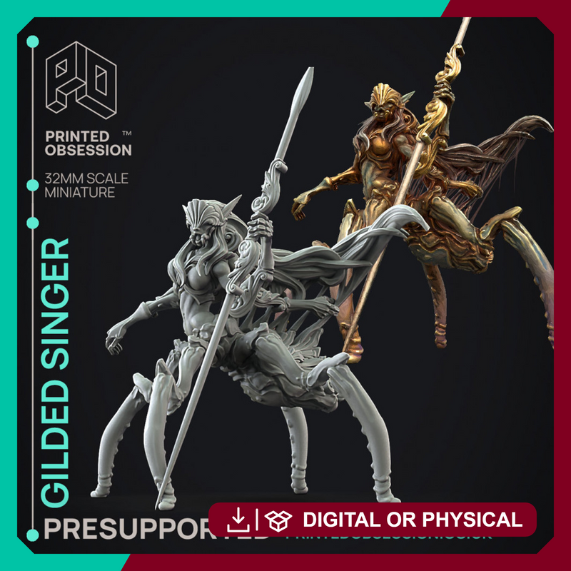 Gilded Singer -  PRESUPPORTED - Illustrated and Stats - 32mm scale