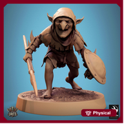 Goblin Spear and Shield Fighter | D&D 5e UNPAINTED | 28mm, 32mm,54mm,75mm, 100mm scale| Pathfinder | Figure for Painting| Rescale Miniatures - Only-Games
