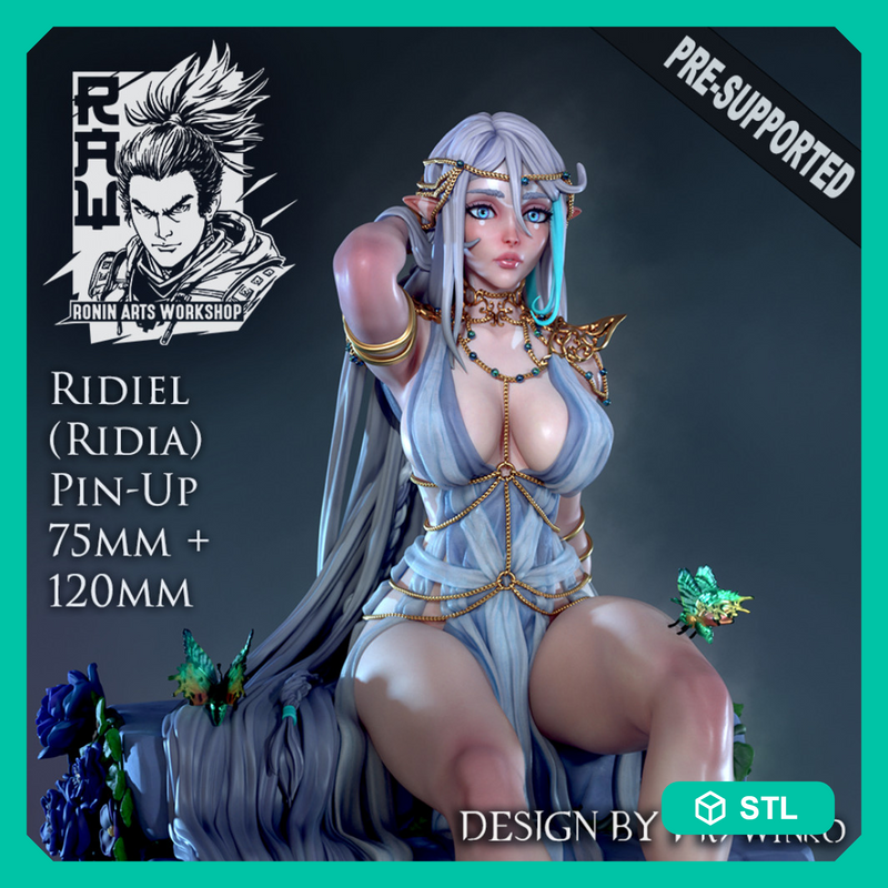 Ridia Pin Up -  75mm plus 120mm (Presuported) - STL only
