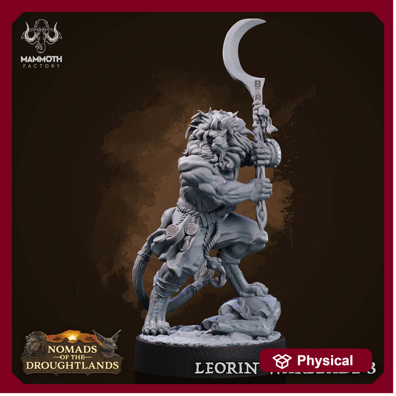 Leonin LionFolk Fighter Barbarian Unpainted | 28mm,32mm,54mm,75mm Scale | Resin | Dungeons and Dragons D&D 5e  | Pathfinder |Flesh of Gods - Only-Games