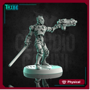 (0217) Male android robot with a laser gun and a plasma sword