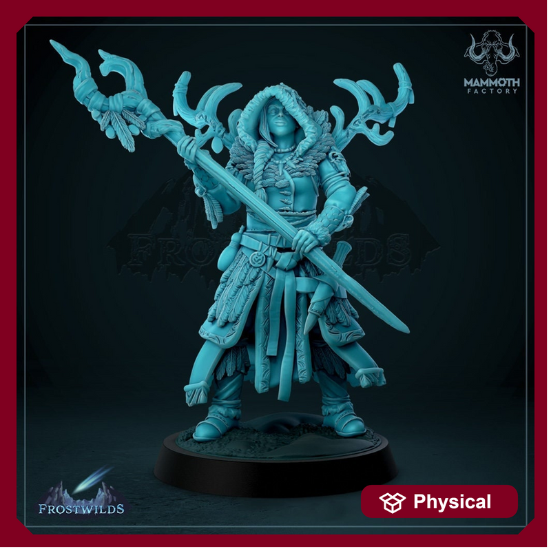 Human Female Druid, Shaman PC / NPC Unpainted | 28mm,32mm,54mm,75mm,100mm Scale | Resin Dungeons and Dragons D&D 5e  | Pathfinder | - Only-Games
