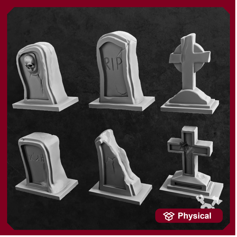 Graveyard coffins and tombstones