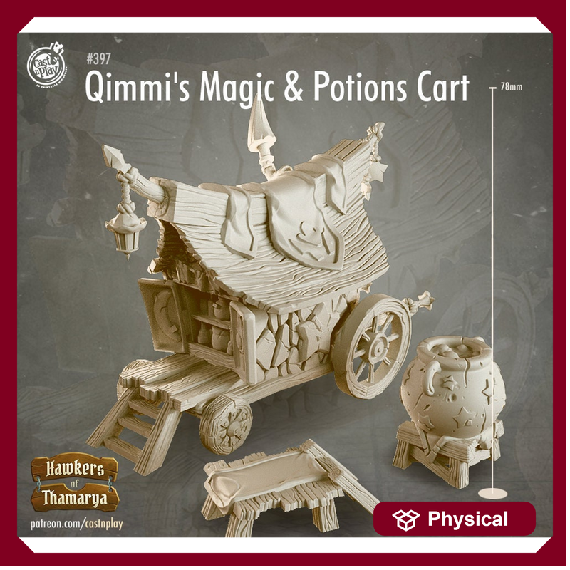 Potions Seller's Cart w/ NPC Dealer mini  | 28mm, 32mm| Dungeons and Dragons 5e Miniatures | Pathfinder | Figurine | DnD | - Only-Games
