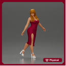 Elegant woman in red dress gracefully walking with confidence and poise