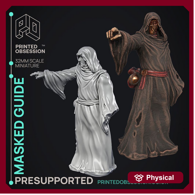 The Masked Guide - Wondering Desert -  PRESUPPORTED - Illustrated and Stats - 32mm scale - Only-Games
