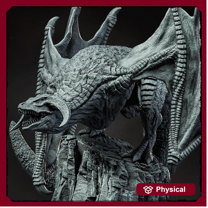Wyvern on Peak (4 sizes) D&D Miniature | Young, Adult, Huge, Gargantuan | Resin Statue| Figurine - Only-Games