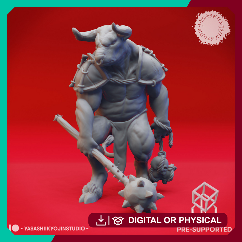 Minotaur Mace - Book of Beasts - Tabletop Miniature (Pre-Supported)