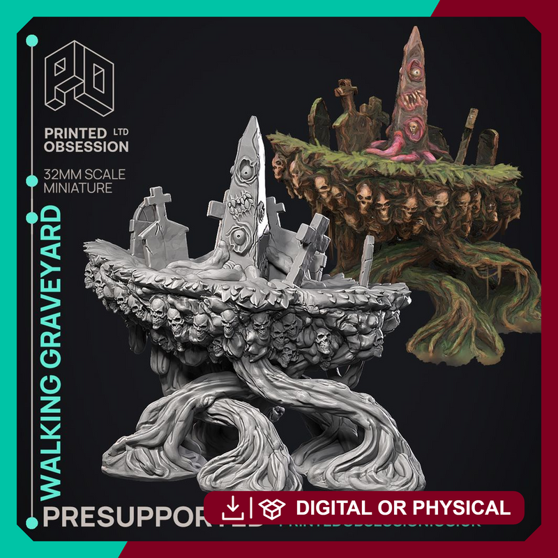 Walking Graveyard - Undead Monster -  PRESUPPORTED - Illustrated and Stats - 32mm scale