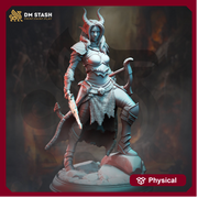Female Tiefling Ranger Fighter Rogue Miniature | 28mm, 32mm,54mm, 75mm, 100mm Scales | Pathfinder Figure | DnD | Figurine unpainted | - Only-Games