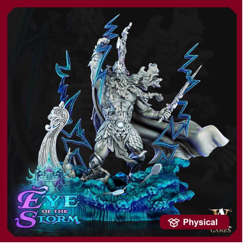 Storm Giant  King Water base and full effects| 165mm Tall -100mm Base | 3d printed |  Storm King's Thunder miniature| Dungeons and Dragons | - Only-Games