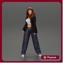 gangster homies lowrider girl posing in long open shirt with long hair