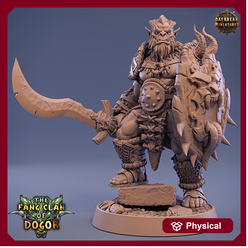 Bugbear Fighter Warrior Barbarian Sword & Shield | Scales 28mm|32mm |75mm | Megaboss | Dungeons and Dragons |Pathfinder |Daybreak Miniatures - Only-Games
