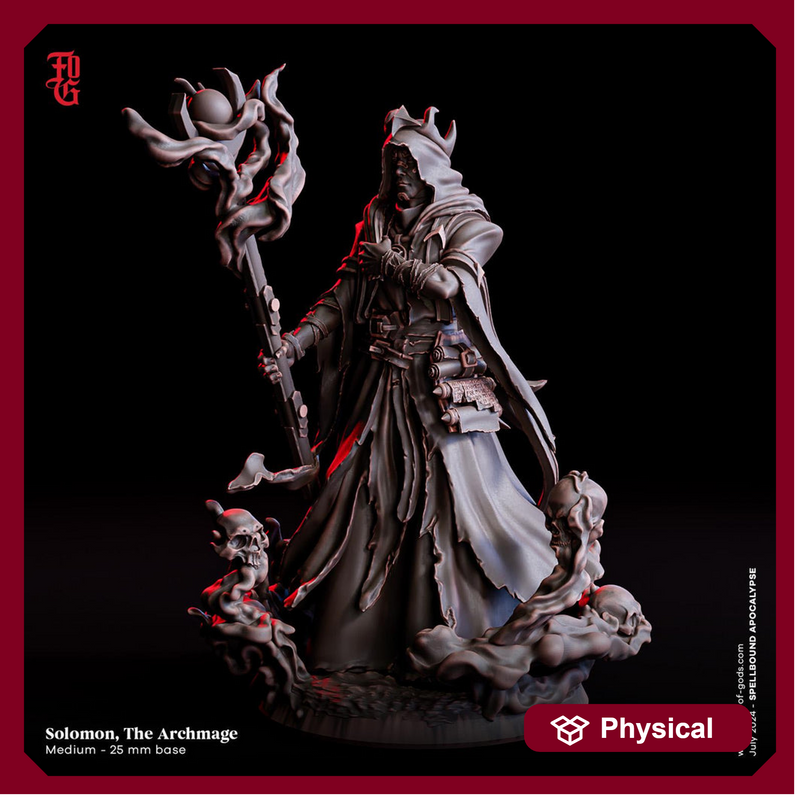 Human Sorlock, Warlock, Sorcerer Wizard | 28mm,32mm,54mm,75mm,100mm Scale |Player Character Mini| D&D 5e Pathfinder Figurine | Flesh of Gods - Only-Games