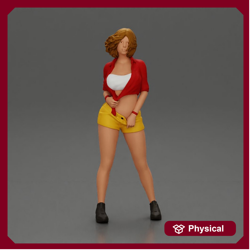 Woman Posing Boldly in Vibrant Summer Streetwear Style