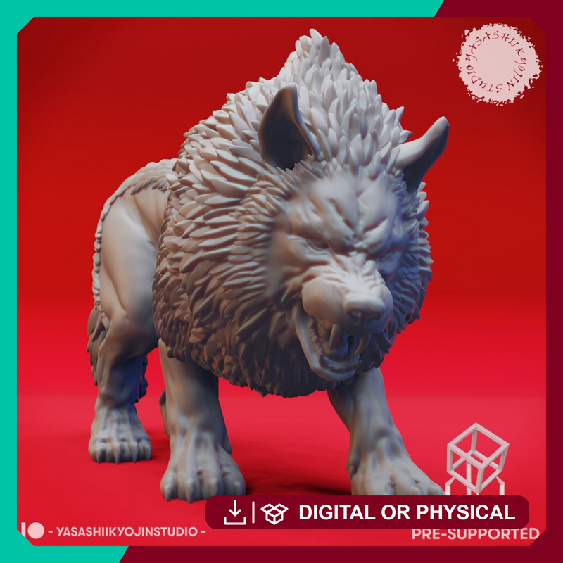 Snarling Dire Wolf - Tabletop Miniature (Pre-Supported) - Only-Games