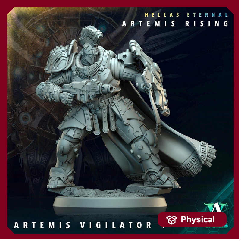 Sci-Fi Miniature Space Knight, Hellas Eternal Artemis Apex Vigilator | 28mm,32mm, 54mm, 75mm,100mm Scales | Resin Mini | Archvillain Games - Only-Games