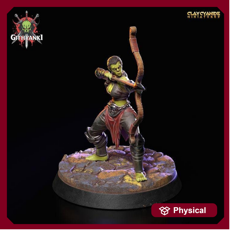 Githyanki Female Fighter with Bow | UNPAINTED Resin Miniature | 28mm, 32mm,54mm,75mm,100mm Scale |Dungeons & Dragons| Clay Cyanide - Only-Games