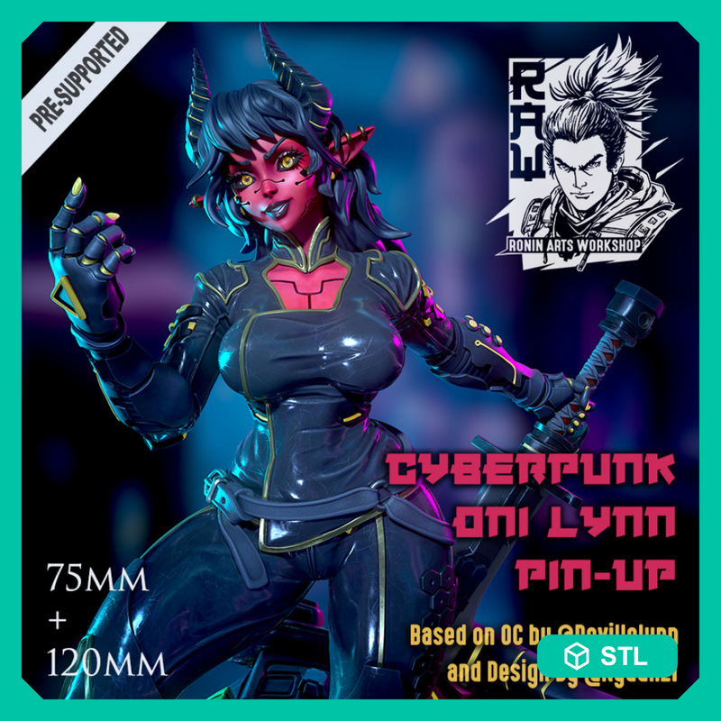 Cyberpunk Oni Lynn - Pin Up (Pre-Supported) - STL only - Only-Games