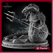 Naga Warrior Unpainted Miniature | Serpentfolk Boss Monster | Resin for DnD Pathfinder - Only-Games