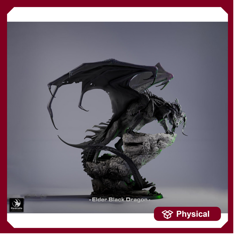 Black Dragon (4 sizes) D&D 5e Unpainted Resin Miniature | 270mm Wing Span, 180mm Height | Pathfinder | - Only-Games