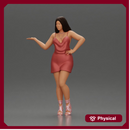 Elegant Woman in mini Dress with Gesturing Hand