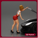 2 Sexy Girl in sunglasses opening a car hood and look inside