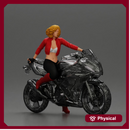 Stylish Rider on Sleek Black Motorcycle with Red Accents