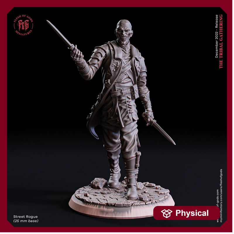 Human Rogue Thief Assassin PC / NPC | 28mm, 32mm,54mm, 75mm, 100mm Scale Resin Miniature | Dungeons and Dragons | Flesh of Gods - Only-Games